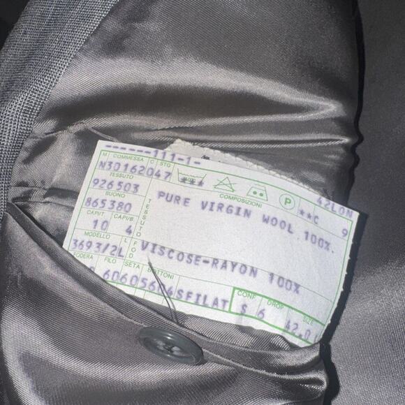 Mani By Giorgio Armani Blazer Gray Chevron Pattern Pure Virgin Wool 42L Italy - Picture 11 of 15